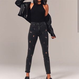 Abercrombie & Fitch Black Floral High Rise Jeans